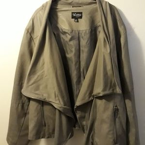 Gray Faux Leather Moto Jacket